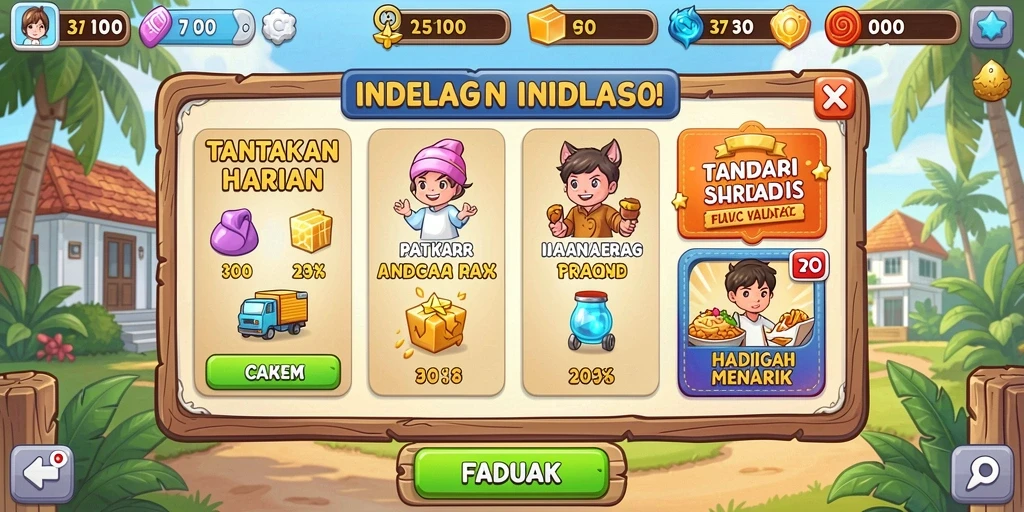 Menampilkan karakter utama dalam aksi menantang.